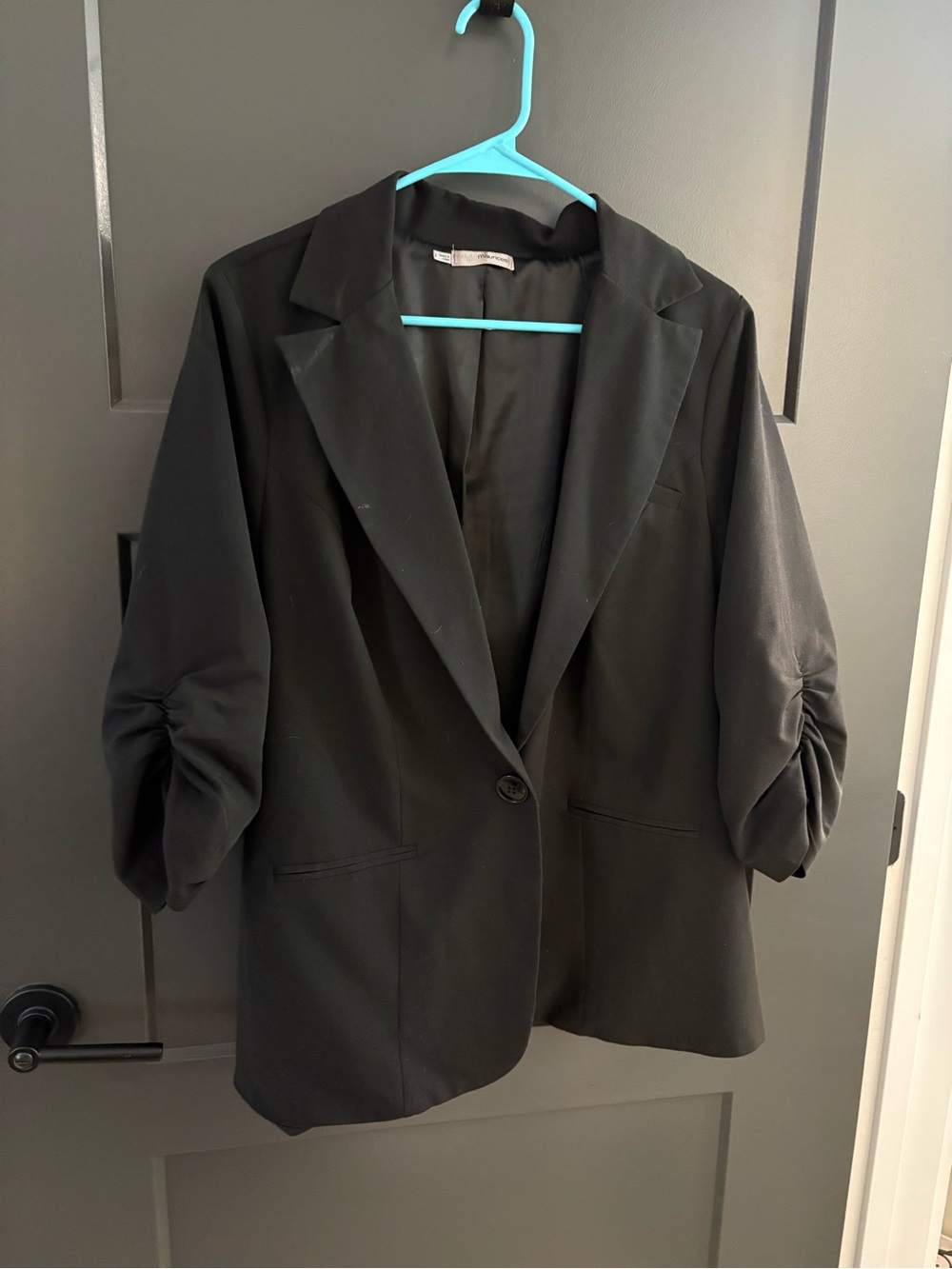Maurices Black Ruched Sleeve Blazer